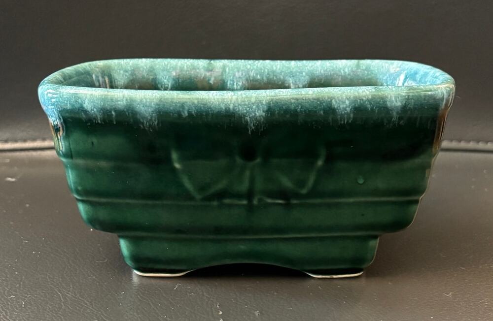 Vintage Hull Pottery Planter ✦ Moody Emerald Green Drip Glaze MCM USA